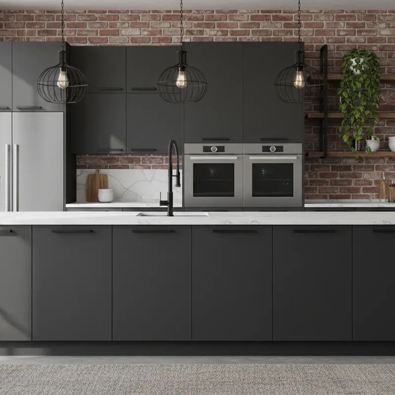 AI generated modern kitchen design with custom cabinets and countertops